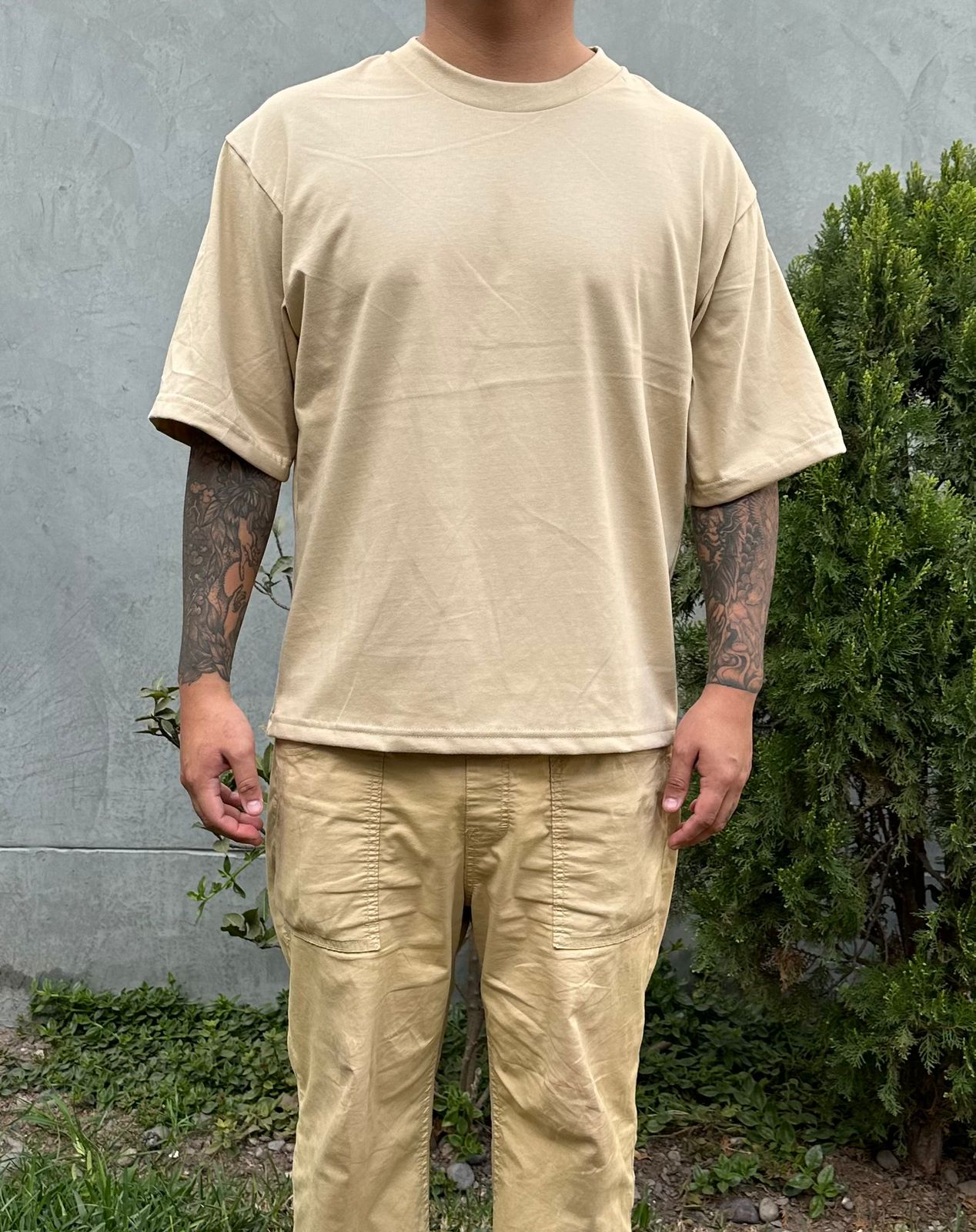 POLO BOXY FIT BEIGE - 100% ALGODON JERSEY 20/1 REACTIVO