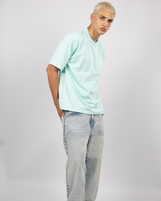 POLO OVERSIZE VERDE AGUA - 100% ALGODON JERSEY 20/1 REACTIVO
