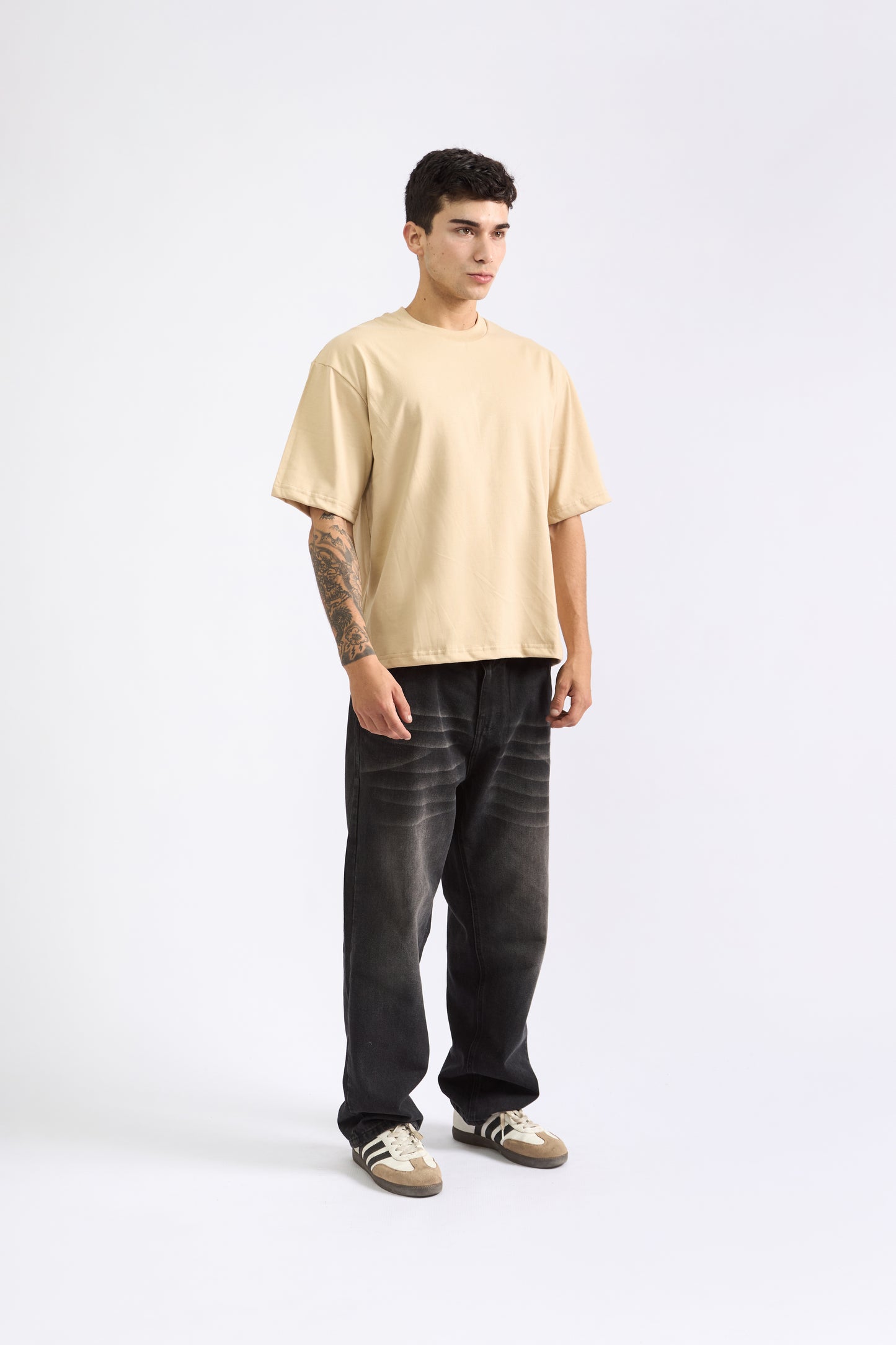 POLO BOXY FIT BEIGE - 100% ALGODON JERSEY 20/1 REACTIVO
