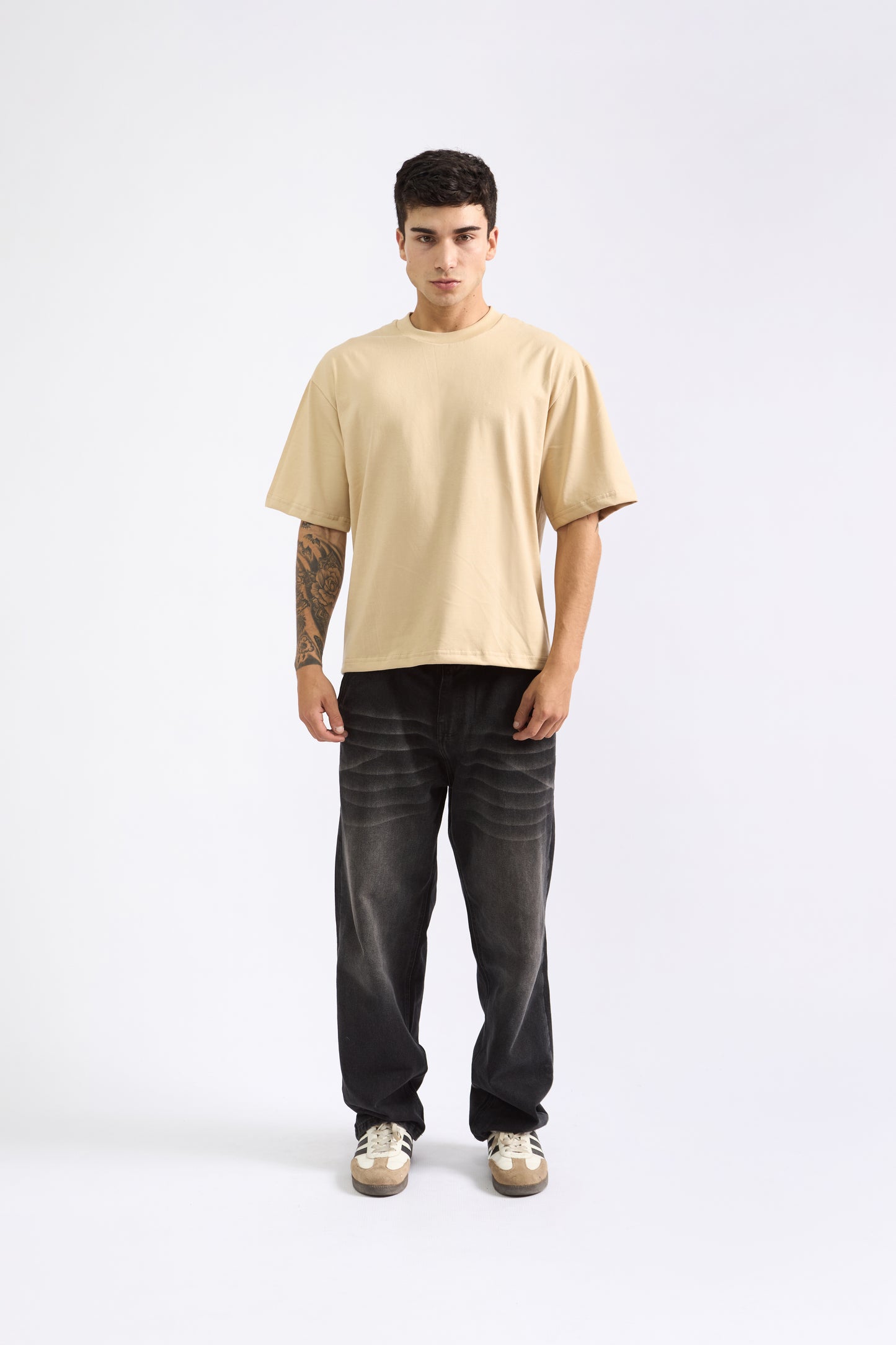 POLO BOXY FIT BEIGE - 100% ALGODON JERSEY 20/1 REACTIVO