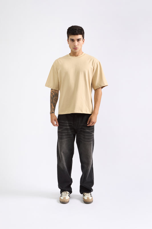 POLO BOXY FIT BEIGE - 100% ALGODON JERSEY 20/1 REACTIVO