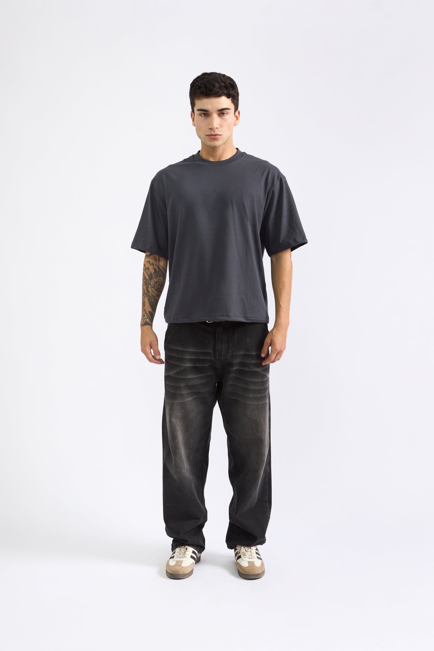 POLO BOXY FIT PLOMO COLEGIAL - 100% ALGODON JERSEY 20/1 REACTIVO