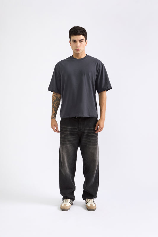 POLO BOXY FIT PLOMO COLEGIAL - 100% ALGODON JERSEY 20/1 REACTIVO