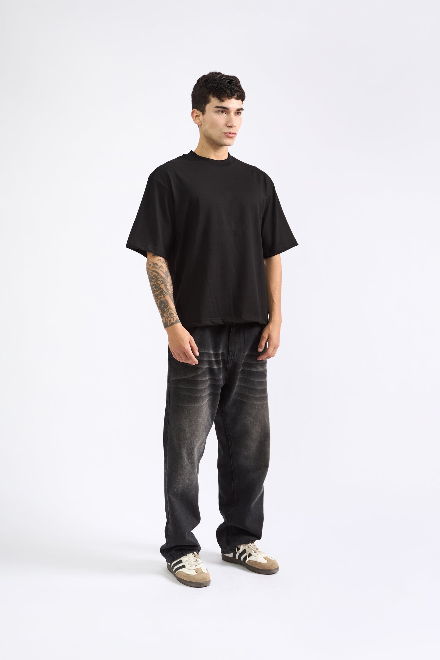 POLO BOXY FIT NEGRO - 100% ALGODON JERSEY 20/1 REACTIVO
