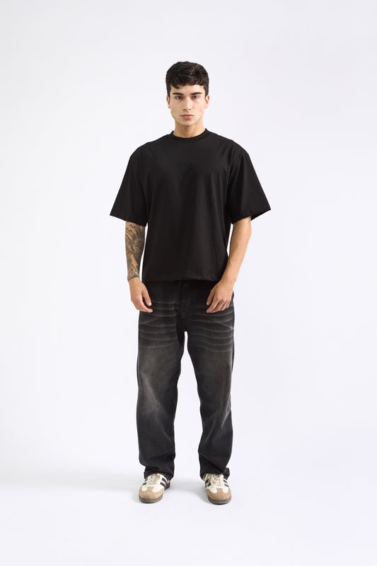 POLO BOXY FIT NEGRO - 100% ALGODON JERSEY 20/1 REACTIVO